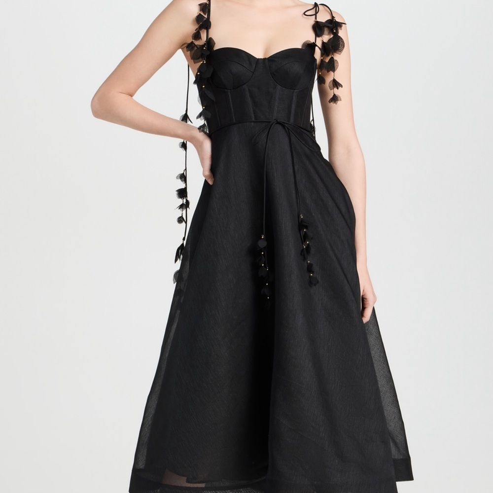 Zimmermann Black Natura Midi Corset dress